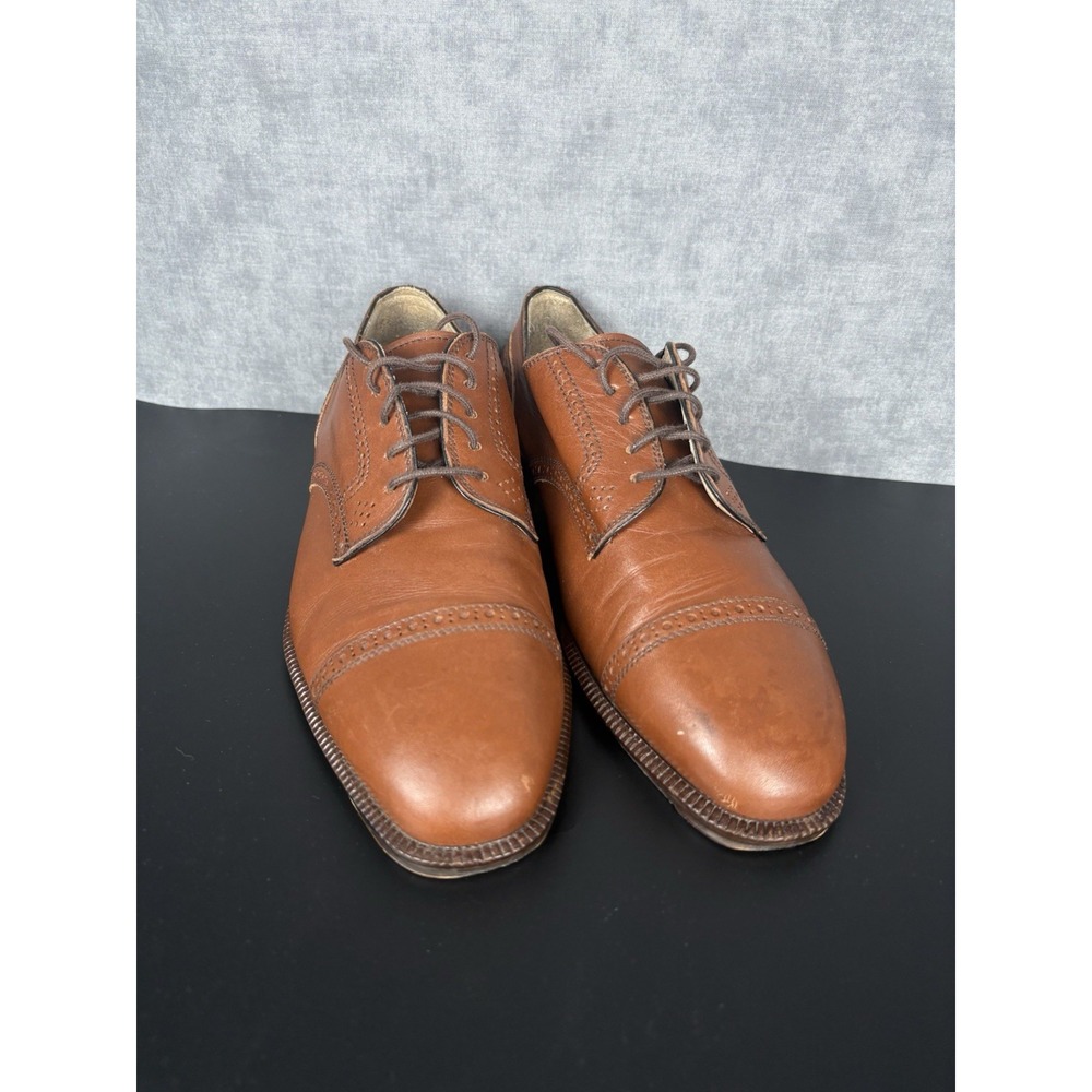 Good Man Italy Brown Leather Cap Toe Dress Shoes Mens 41 US 9 Lace Up